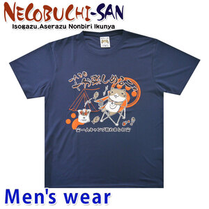 ねこぶちさん 猫渕さん 半袖 ドライ Tシャツ メンズ プリント 猫 ネコ グッズ 12329712 Mサイズ NB(ネイビー)