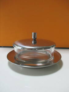  prompt decision * free shipping Showa Retro M-TAKA M taka cover attaching inserting thing stainless steel & glass 