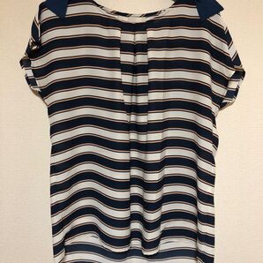 【最終価格】 PATTERN 肩リボン付き ボーダー ブラウス