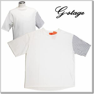 ジーステージ G-stage 異素材切替 Tシャツ 331507-001(WHITE)-48(L) 半袖Tシャツ カットソー