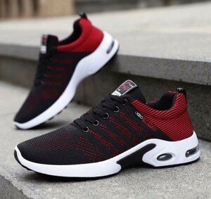  shoes mesh [24.5cm red ] s18 men's sneakers running shoes fitness walking ventilation sport casual 