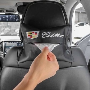 キャデラック Cadillac ティッシュケース　車のティッシュボックス ティッシュペーパー アクセサリー　ブラック　収納ポケット 防水 ●15番