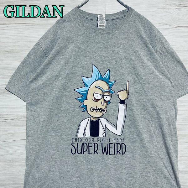 【入手困難】ギルダン　RICK AND MORTY 　リックアンドモーティ Tシャツ　2XLサイズ　キャラクター　一点物　ゆったり　レア　半袖