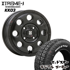 ホワイトレター 4本セット MLJ XTREME-J エクストリームJ KK03 14X4.5J 4/100 BK MUDSTAR radial A/T AT 165/65R14 軽自動車 マッドスター