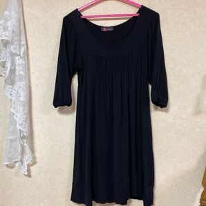 ブラック ストレッチ ゴム チュニックM L
