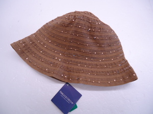 [KCM]sta-536* unused goods *[FERRUCCIO VECCHI] lady's summer hat cotton / polyester brown group size M Italy made 