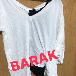 【93】BARAK バラク 変形トップス 重ね着風トップス オフショル
