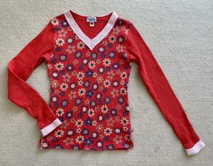  beautiful goods BOOHOMES red floral print long sleeve cut and sewn P