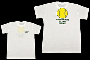 S4313* бесплатная доставка * очень редкий не продается *1990 год Wakayama женщина Pro теннис to-na men to* Vintage двусторонний принт короткий рукав T- рубашка M