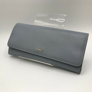 美品 FURLA バビロン 二つ折り長財布 レディース ブルー [jgg]