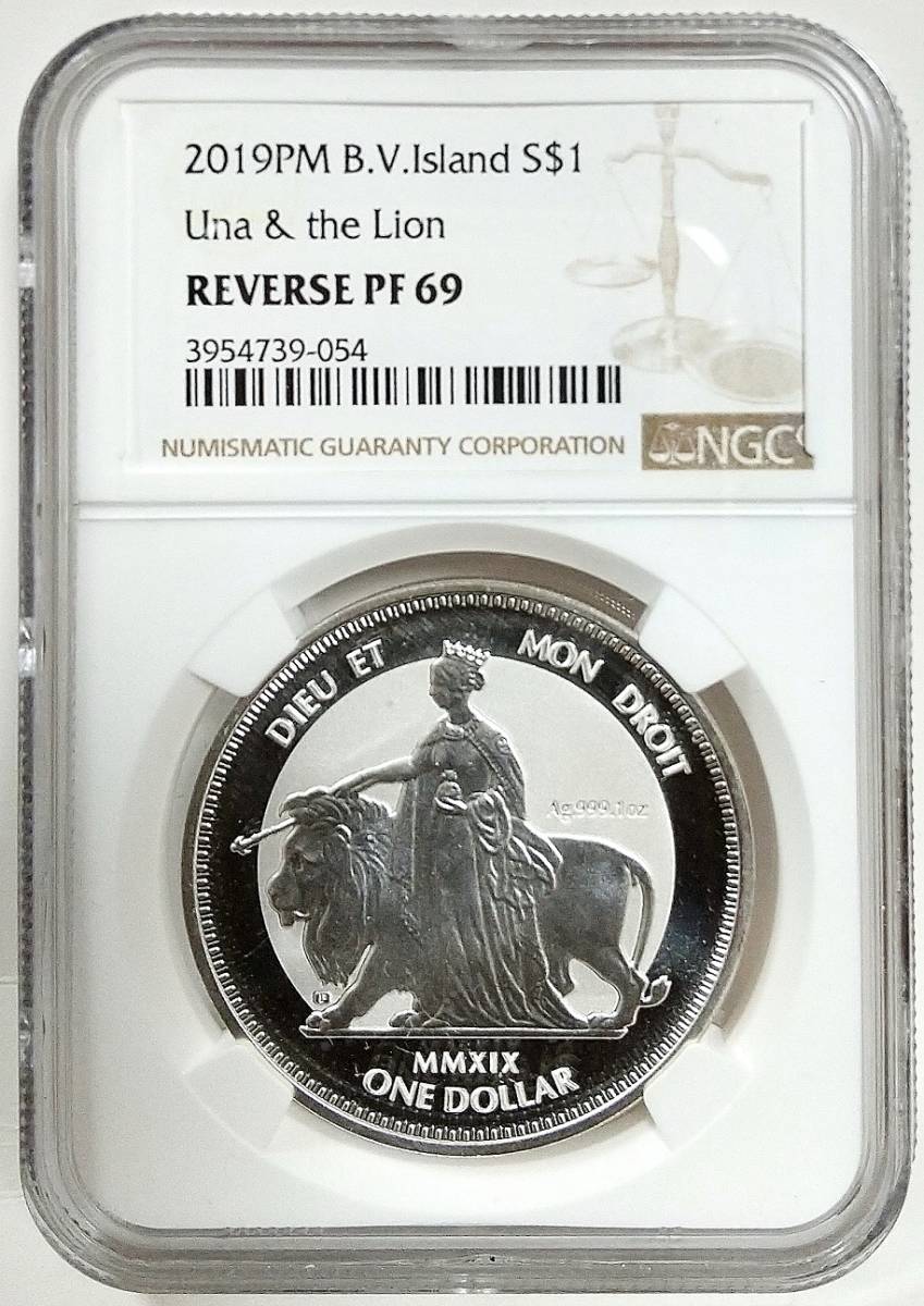 2oz 2019年 イギリス ヴァージン諸島 ウナとライオン 1ドル 2オンス