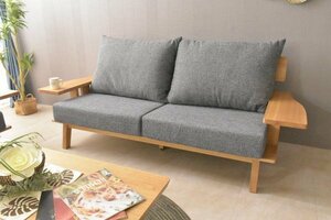 [ new goods ] high class Japanese ash frame peace modern 3 seater . fabric sofa [ purity natural natural tree 3P sofa Japanese style NA color stylish furniture ]:ST33H02