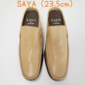  new goods *SAYA Saya original leather sandals pumps slip-on shoes Wedge sole lady's (23.5cm) beige 