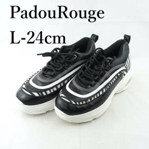 LK7866*PadouRouge*パドリュージュ*レディーススニーカー*L-24cm*黒×白