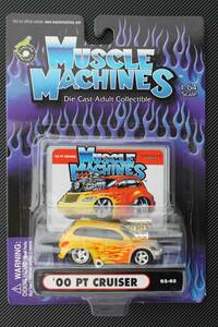 MUSCLE MACHINES CHRYSLER PT CRUISER PTクルーザー ミニカー イエロー ファイヤーパターン 2000' 未開封 1:64 1点限り