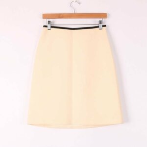  Gucci trapezoid skirt knee height simple Italy made wool 100% lining equipped lady's 40 size beige GUCCI