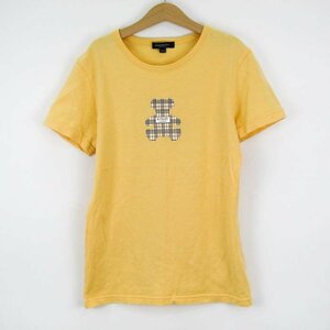 バーバリー ロンドン 半袖Tシャツ クマ ノバチェックワッペン ラウンドネック トップス キッズ 女の子用 160Aサイズ イエロー BURBERRY