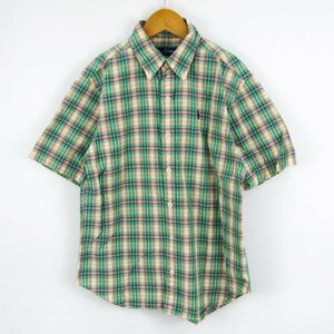 ラルフローレン 半袖チェックシャツ 胸元マーク ボタンダウン トップス キッズ 男の子用 140サイズ グリーン RALPH LAUREN