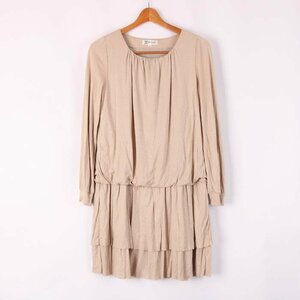  Michel Klein long sleeve One-piece tia-do round neck knee on height plain wool . lady's 38 size beige MICHEL KLEIN