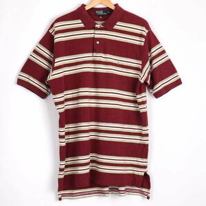 ポロバイラルフローレン 半袖ポロシャツ ボーダー ポニー トップス 大きいサイズ メンズ XLサイズ ワインレッド Polo by Ralph Lauren