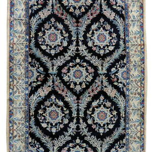 ペルシャ絨毯 カーペット ウール＆シルク 手織り高級 ペルシャ絨毯の本場 イラン ナイン産 玄関マットサイズ 132cm×91cm 本物保証