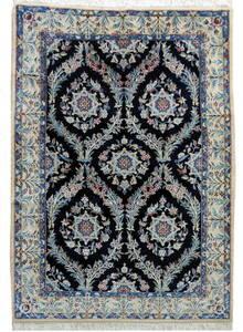 ペルシャ絨毯 カーペット ウール＆シルク 手織り高級 ペルシャ絨毯の本場 イラン ナイン産 玄関マットサイズ 132cm×91cm 本物保証