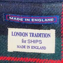 z409 SHIPS×LONDON TRADITON ロンドントラディション ダッフルコート 英国製 イングランド製 イギリス製 34 ネイビー紺 裏地チェック 防寒_画像8