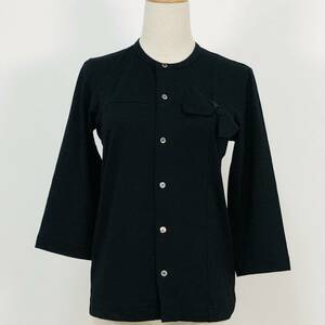 z544 COMME des GARCONS Comme des Garcons ribbon attaching blouse cut and sewn S black black wool 100% thin note .ga- Lee adult fe Mini ti
