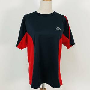 z549 adidas アディダス Tシャツ M ネイビー レッド CLIMA COOL メッシュ ロゴプリント 3本ライン 半袖 通気性抜群 スポーティ アクティブ