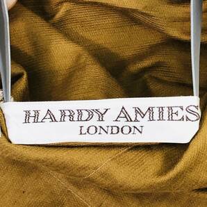 z701 極美品 HARDY AMIES ハーディエイミース ジャケット コート ノーカラー 薄手 綿100％ シンプル ナチュラル キャメル レディース 上質の画像8