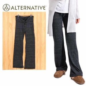 【ALTERNATIVE APPAREL オルタナティブ アパレル／未使用】ロングパンツ エコヘザー ルームウェア S／01987E1／Eco Black／AN001702