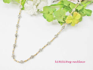 [LA SOMA]lasomaK18&K18WG mirror cut ball necklace 9.12g [ beautiful goods ][ pink gold ][ white gold ][ free shipping ]