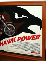 1978年 USA 70s 洋書雑誌広告 額装品 Honda 400 HawkⅡ ホンダ ホーク (A3size) / 検索用 店舗 看板 ガレージ ディスプレイ 装飾 サイン_画像3