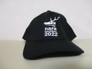●　帽子　●　奈良マラソン2022　キャップ　■ 　綿100　黒　フリーサイズ　（30402）