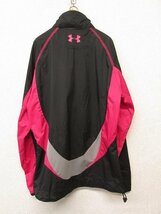 k5900：アンダーアーマーUA レディース 長袖ハーフジップシャツ プルオーバーウィンドジャケット LG ゴルフウェア 黒ピンク：35_画像2