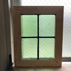 8s-1135 アンティークステンドグラス 格子柄/縦横使い可 1920年代英国製/イギリス製