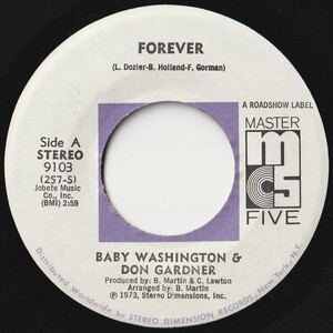 Baby Washington Don Gardner Forever / Baby Let Me Get Close To You Master Five US 9103 202257 SOUL ソウル レコード 7インチ 45