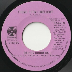 Darius Brubeck Theme From Limelight / Smile Paramount US PAA-0148 202061 JAZZ ジャズ レコード 7インチ 45