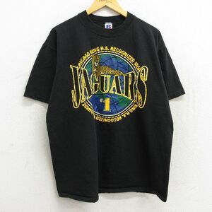 XL/古着 ラッセル 半袖 ビンテージ Tシャツ メンズ 90s ジャガーズ ハイスクール コットン クルーネック 黒 ブラック 23apr01 中古