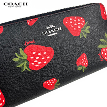 COACH コーチ レディース 財布 長財布 ワイルド ストロベリー プリント CH531 ブラック マルチ SVA47 いちご アウトレット 新作 新品_画像3