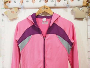 ! clothes 4860_P5! lady's long sleeve Parker ( sport ) running wear? stretch UNDER ARMOUR Under Armor MD Used ~iiitomo~