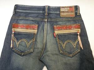  атмосфера выдающийся .. б/у обработка сделано в Японии EDWIN EXCLUSIVE VINTAGE Edwin 444XVS Western обработка Denim джинсы W34/F19