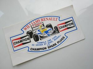 CHAMPION WILLAMS RENAULT スパークプラグ ウイリアムズ ルノー 記念 旧車 ステッカー/デカール 自動車 バイク S35