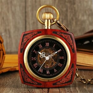  новый товар Vintage часы карман часы автоматика автоматический цепь унисекс современный дерево . помутнение симпатичный 
