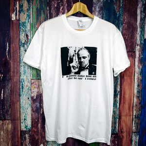 送込 ゴッドファーザー 名シーン Don Corleone 半袖Tシャツ　白色　Mサイズ 