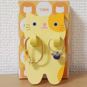 アクセサリー掛け木製2連キーフック鍵ねこ招き猫タマcatsネコ鍵掛け黄色イエローTAMAプチギフト収納インテリア猫雑貨ねこ雑貨ネコグッズ