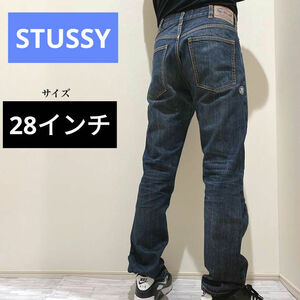 激レア☆ジーパンSTUSSYステューシーROUGH and RUGGEDコラボJEANSデニム28インチDENIMシャネルロゴSSリンクロゴ刺繍仕様インディゴGパン