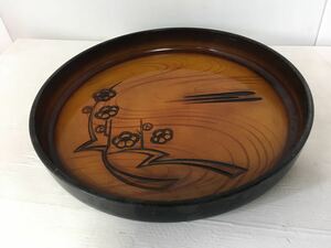  circle tray peace wooden tray O-Bon 