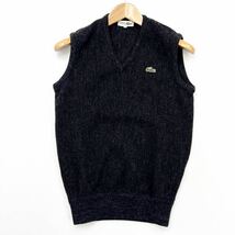 ラコステ ☆ LACOSTE ヘビロテ◎ 着回し◎ ダークグレー ウール Vネック ベスト 3 オフィス 大人カジュアル ジャケットインナー■AA205_画像2