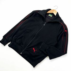 プーマ ☆ PUMA 80s ビンテージ 裾ロゴ◎ ジャージ トラックジャケット M ブラック レッド スポーツ アメカジ ストリート 古着MIX■AC253